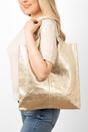Gold Metallic Italian Leather Shoulder Bag, Image 2 of 4