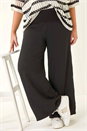 Black Curve Shirred Wide Leg Trouser, Image 4 of 5