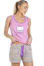 Lilac Camille Lingerie Lilac Cat Motif Short Cotton Pyjama Set, Image 5 of 5