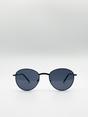 Black Classic Round Metal Frame Sunglasses, Image 1 of 2