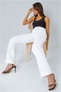 White Cotton Blend Wide Leg Stretch Jeans, Image 2 of 7