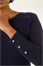 Navy  Scalloped Neck Knit Jumper, Image 5 of 5