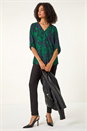 Green Floral Front Pleat Top, Image 1 of 5
