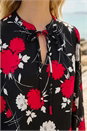 Red Floral Tile Print Stretch Top, Image 4 of 4
