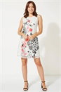 Ivory  Mixed Floral Butterfly Print Lace Shift Dress, Image 2 of 5