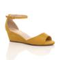 Yellow AJVANI Yellow Mid Wedge Heel Ankle Strap Sandals, Image 1 of 5
