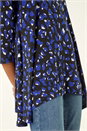 Blue Speckled Print Stretch Tunic Top, Image 5 of 5