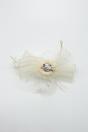 Cream Crystal Feather Blossom Fascinator & Brooch, Image 3 of 3