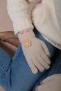 Beige Knit Floral Gloves, Image 3 of 4
