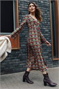 ORANGE Geo Print Stretch Midi Dress, Image 1 of 7