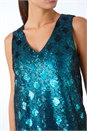 Emerald Sequin Diamond Print Swing Stretch Dress, Image 5 of 5