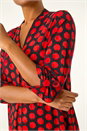 Red Spot Print Pleat Front Top, Image 5 of 5