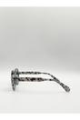 Grey Pale grey tortoiseshell oversized hexagon Sunglasses, Image 4 of 5