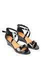 Black 'Kylie' Strappy Sandal Wedge Heels With Ankle Strap, Image 4 of 6