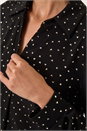 Black Heart Print Foil Collar Stretch Top, Image 5 of 5