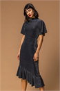 Black Shimmer Asymmetric Hem Dress, Image 1 of 5