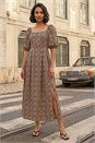 Camel  Dusk Animal Print Midi Dress, Image 1 of 4