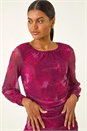 PINK Printed Stud Mesh Stretch Top, Image 4 of 6