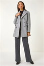 Charcoal Grey Double Breasted Longline Coat, Image 2 of 5