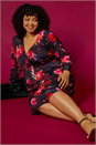 Red Curve Floral Print Mesh Midi Dress, Image 8 of 8