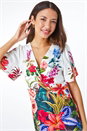 Multi Floral Print Twist Premium Stretch Dress, Image 4 of 5