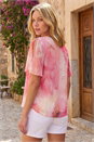 Orange Floral Ruffle Front Top, Image 3 of 4