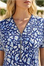 Navy  Abstract Print Zip Front Stretch Top, Image 4 of 4