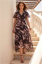 Chocolate Petite Twist Front Dobby Dress, Image 2 of 4