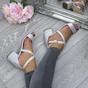 Silver AJVANI Silver Mid Block Heel Crossed Straps Sandals, Image 5 of 6