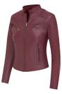 Burgundy Slim-Fit Leather Biker Jacket-Tulsa, Image 4 of 7