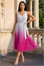 Pink Pleated Ombre Midi Dress, Image 3 of 4