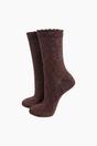 Chocolate Plain Combed Cotton Glitter Socks, Image 1 of 4