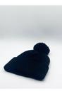 Dark Grey Knitted Pom Pom Beanie in Black, Image 5 of 7