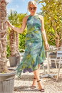 Green Leaf Print Halter Neck Midi Dress, Image 3 of 5