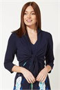 Navy Tie Detail Jersey Shrug, Image 1 of 5