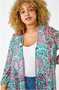 Green Curve Paisley Print Chiffon Kimono, Image 4 of 5