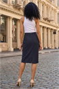 Navy  Chevron Pencil Skirt, Image 3 of 4