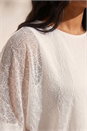 Ivory  Mesh Bubble Hem Top, Image 4 of 4