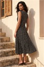Black Polka Dot Twist Front Dress, Image 2 of 4
