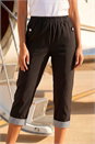 Black Contrast Detail Cropped Stretch Trousers, Image 2 of 4