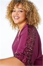 Maroon Curve Sequin Trim Top, Image 1 of 5
