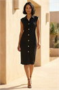 Black Dusk Collared Ribbed Midi Dress, Image 1 of 4
