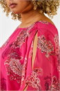 Fuchsia Curve Paisley Print Chiffon Top, Image 4 of 5