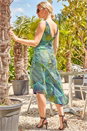 Green Leaf Print Halter Neck Midi Dress, Image 4 of 5