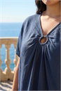 Navy  Curve Ring Front Oversized Top, Image 4 of 4