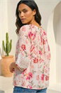Pink Floral Tie Front Top, Image 3 of 4