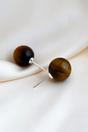 Brown Glass Ball Stud Earrings 12mm, Image 3 of 3