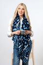 Blue Bordered Leopard Print Lightweight Scarf, Image 1 of 1