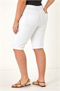 White Curve Stretch Knee Length Denim Shorts, Image 3 of 5
