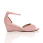 Light Pink AJVANI Light Pink Mid Wedge Heel Ankle Strap Sandals, Image 2 of 6